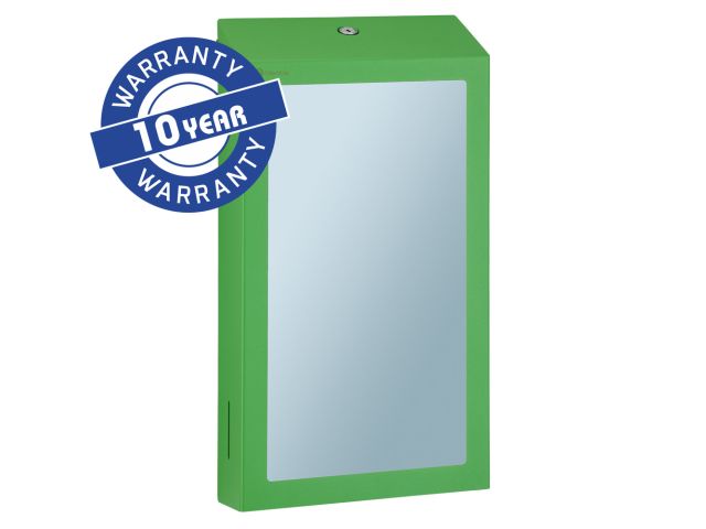 "Two-in-one" MERIDA STELLA GREEN LINE SLIM COMBO MEGA folded paper towel dispenser with the SuperMirror-type steel mirror, green